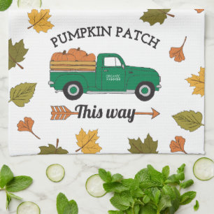 Herbstkunst-Kürbisfeld alte vintage Farm Truck Kun Geschirrtuch