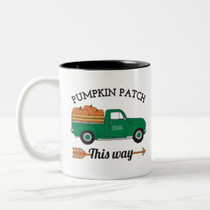 Herbstkunst-Kürbisfeld alte vintage Farm Truck Kun Zweifarbige Tasse