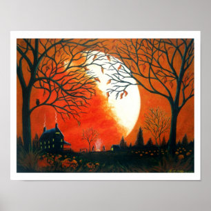 Herbstkunst, Print, Blätter, Landschaft, Kürbis Poster
