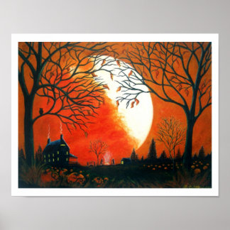Herbstkunst, Print, Blätter, Landschaft, Kürbis Poster