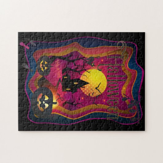 Herbstkunst "trickst oder geil" lustige Halloween- Puzzle (Horizontal)