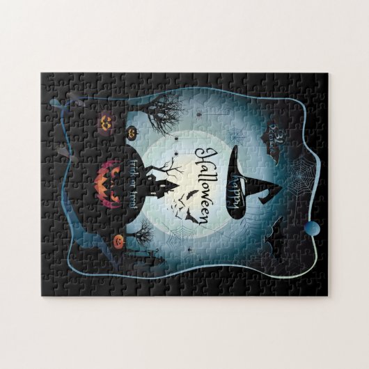 Herbstkunst "trickst oder geil" lustige Halloween- Puzzle (Horizontal)