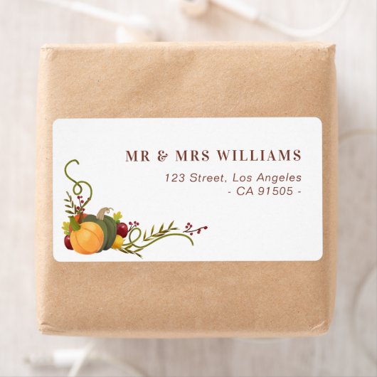 Herbstkürbis-Adressetikett (Insitu)