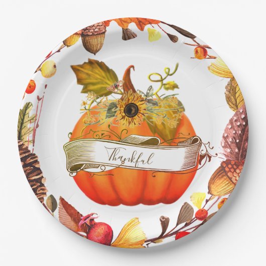Herbstkürbis anpassbar pappteller (Vorderseite)