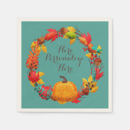 Herbstkürbis aquamarin orange serviette