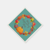 Herbstkürbis aquamarin orange serviette (Ecke)