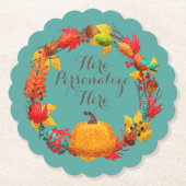 Herbstkürbis aquamarin orange untersetzer (Vorderseite)