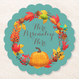 Herbstkürbis aquamarin orange untersetzer