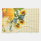 Herbstkürbis auf Gingham Geschirrtuch (Horizontal)