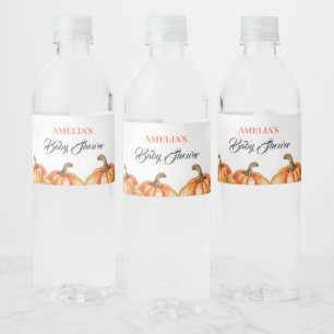 Herbstkürbis-Baby-Party Wasserfarbe Getränkeetiket Wasserflaschenetikett