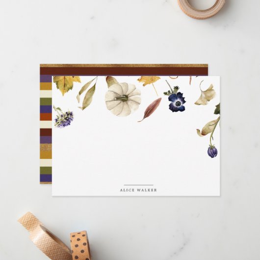 Herbstkürbis - Blumenbeet Mitteilungskarte (Vorderseite/Rückseite Beispiel)