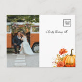Herbstkürbis Blumenhochzeit Danke Postkarte (Rückseite)