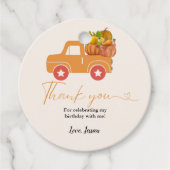 Herbstkürbis Danke Geburtstag Geschenkanhänger (Vorderseite)