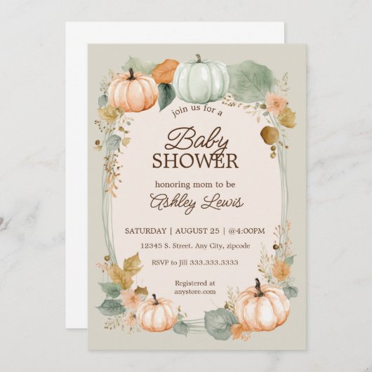 Herbstkürbis Einladung (Vorne/Hinten)