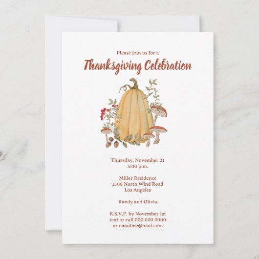 Herbstkürbis Erntedank Einladung (Rückseite)