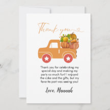 Herbstkürbis Geburtstag dank Karte