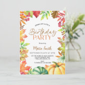 Herbstkürbis Geburtstagsparty Einladung (Stehend Vorderseite)