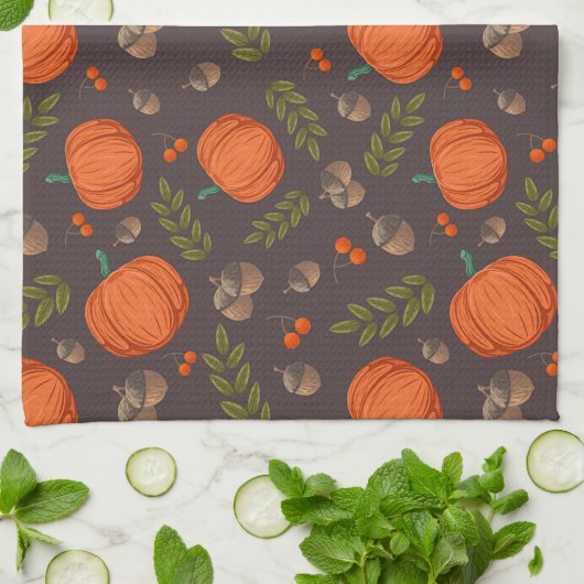 Herbstkürbis Geschirrtuch (Gefaltet)