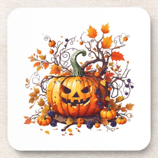 Herbstkürbis Getränkeuntersetzer (Vorderseite)