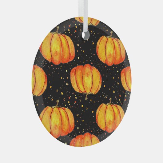 Herbstkürbis, Halloween-Druck Ornament Aus Glas (Vorderseite Rechts)