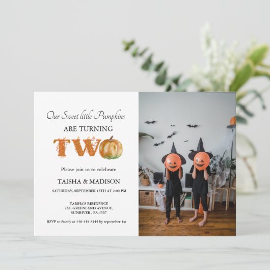 Herbstkürbis Herbst 200 Party im Einladung (Stehend Vorderseite)