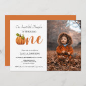 Herbstkürbis Herbst erste Geburtstagsparty Einladung (Vorne/Hinten)