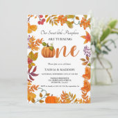Herbstkürbis Herbst Zehn erste Geburtstagsparty Einladung (Stehend Vorderseite)
