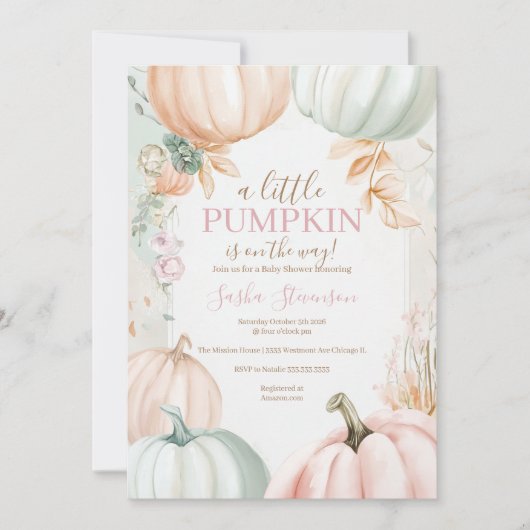 Herbstkürbis-Herbstdusche Einladung (Vorderseite)