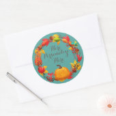 Herbstkürbis-Kürbis aquamarin Runder Aufkleber (Umschlag)