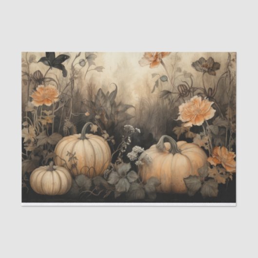 Herbstkürbis Kürbis mit Blume Decoupage Seidenpapier (Vorderseite)