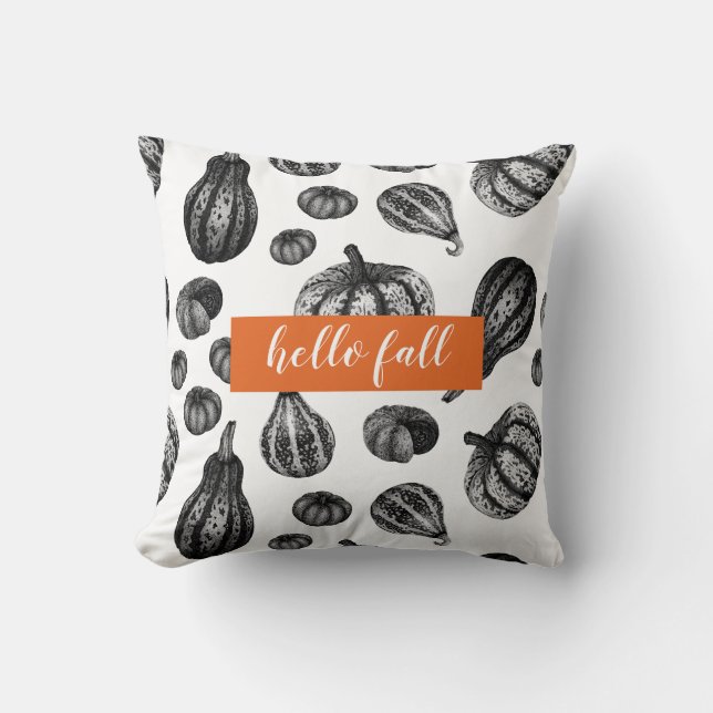 Herbstkürbis-Muster-Tintenklemme Zeichnend Kissen (Vorderseite)