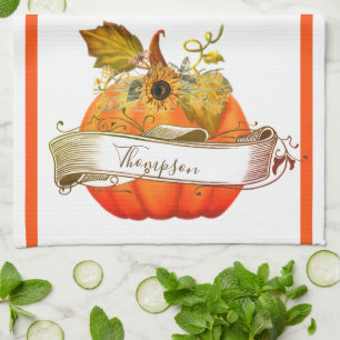 Herbstkürbis Personalisiert Geschirrtuch