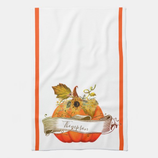 Herbstkürbis Personalisiert Geschirrtuch (Vertikal)