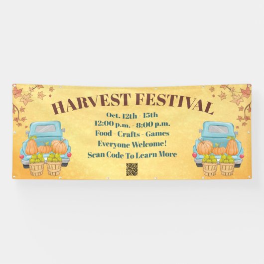 Herbstkürbis - QR-Code Erntefest Banner (Horizontal)