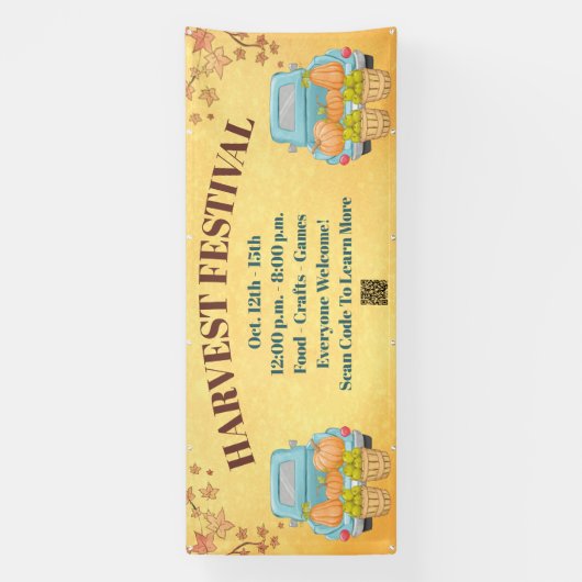 Herbstkürbis - QR-Code Erntefest Banner (Vertikal)