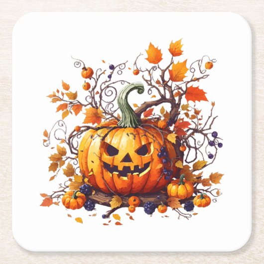 Herbstkürbis Rechteckiger Pappuntersetzer (Vorderseite)
