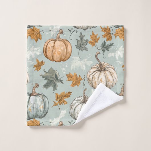 Herbstkürbis Set 3 Aquamarin (Waschlappen)