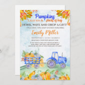 Herbstkürbis-Traktorschlepper-Blütendusche Einladung (Vorne/Hinten)