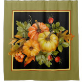 Herbstkürbis und Blätter aus Eiche Duschvorhang (Vorderseite)