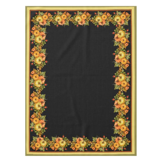 Herbstkürbis und Blätter aus Eiche Tischdecke (Vorderseite)