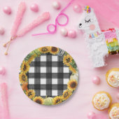 Herbstkürbis und Sonnenblume Buffalo Kariert Pappteller (Party)