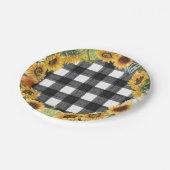Herbstkürbis und Sonnenblume Buffalo Kariert Pappteller (Schrägansicht)