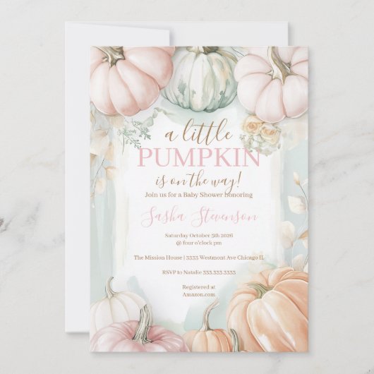 Herbstkürbis Wasserfarbendusche Einladung (Vorderseite)