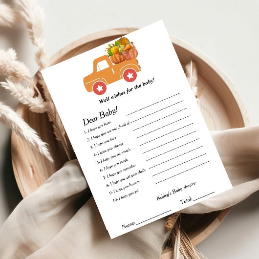 Herbstkürbis: Wohlwünsche für das Baby-Duschspiel Einladung