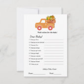 Herbstkürbis: Wohlwünsche für das Baby-Duschspiel Einladung (Vorderseite)