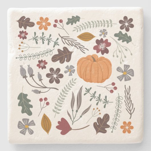 Herbstkürbis zeitgenössisches grafisches Muster Steinuntersetzer (Vorderseite)