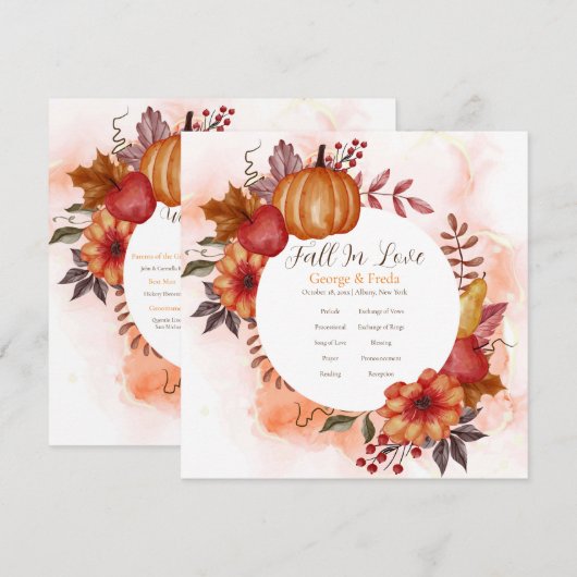 Herbstkürbiskeits-Hochzeitsprogramm in der Liebe Programm (Vorne/Hinten)