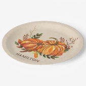 Herbstkürbisse Pappteller (Schrägansicht)