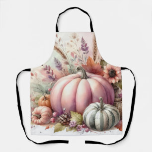Herbstkürbisse Pastellfarben Aquarellmalerei Schürze