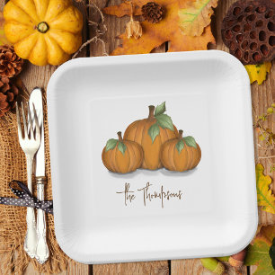 Herbstkürbisse Personalisiert Pappteller